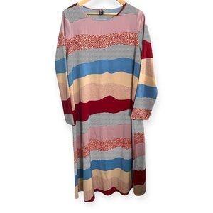 Colorful Striped Colorblock Long Sleeve Dress